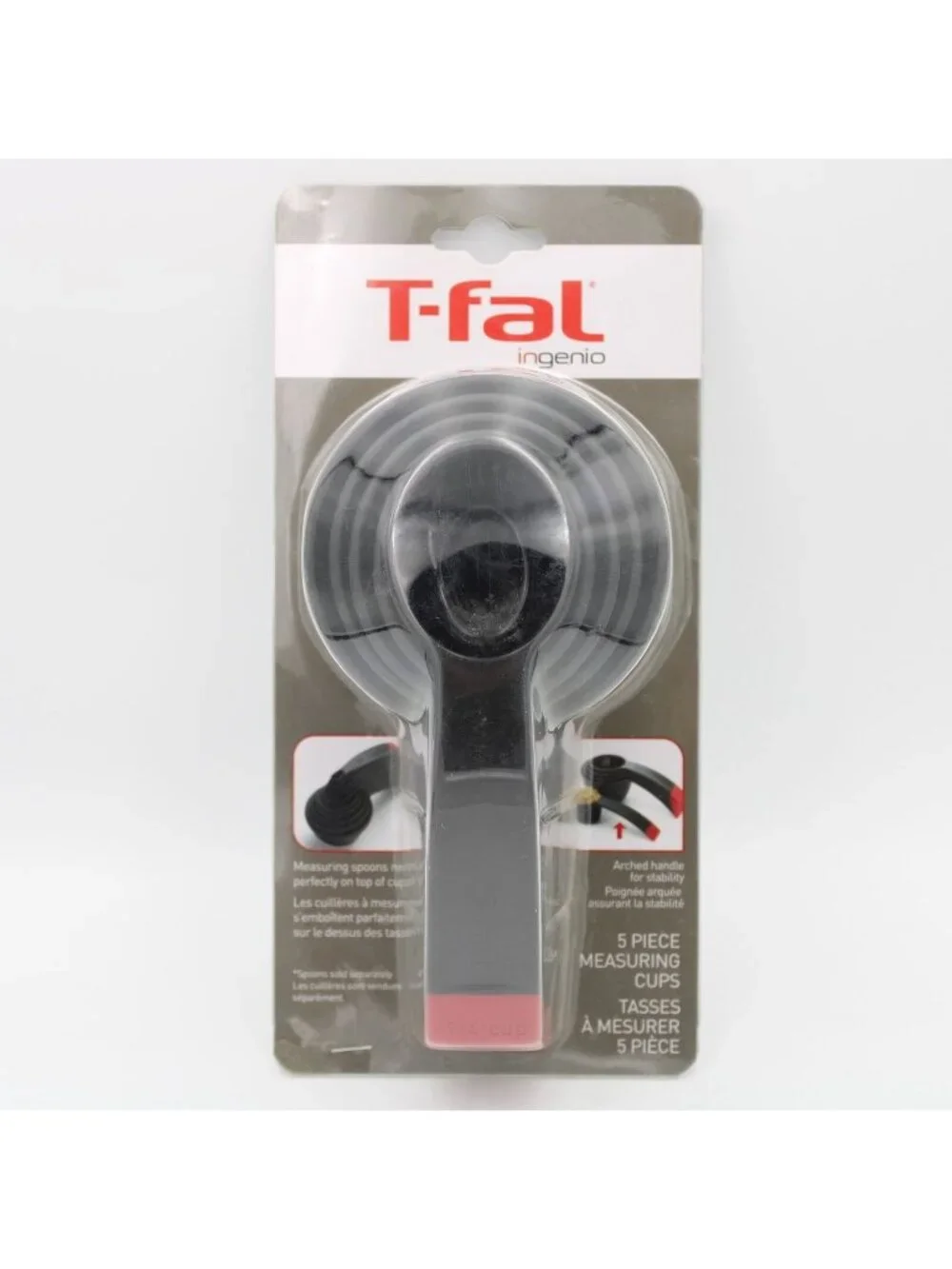 T-Fal Ingenio 5 Piece Measuring Cups Sets Black New Old Stock